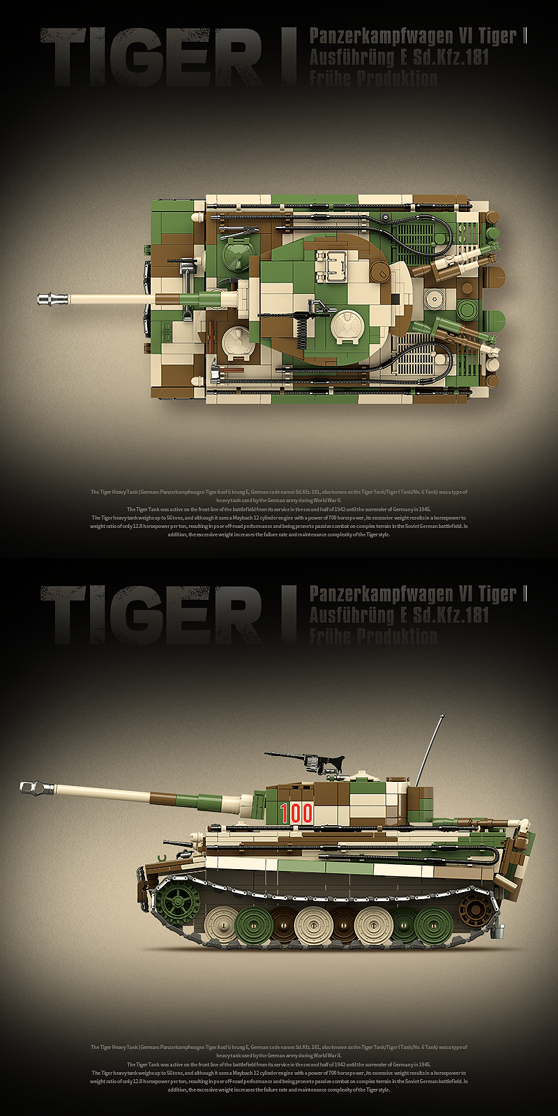 Quan Guan 100244 Tiger I Panzerkampfwagen VI Tiger I Ausfuehrueng E Sd.Kfz.181 Fruehe Produktion