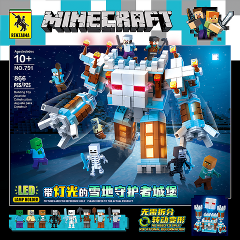 Quan Guan 751 Minecraft Snow Guardian Castle with Lights