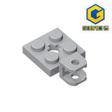 GOBRICKS GDS-1072 Modified 2 x 2 with Tow Ball Socket, Short, Flattened with Holes and Axle Hole in Center