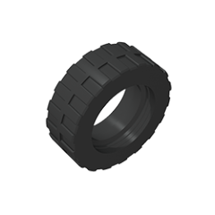 GOBRICKS GDS-1481 Tire 17.5mm D. x 6mm with Shallow Staggered Treads - Band Around Center of Tread