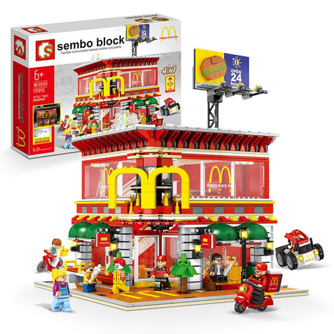 Sembo SD 6901 4 in 1 McDonald with light and USD connecter - Your World of Building Blocks